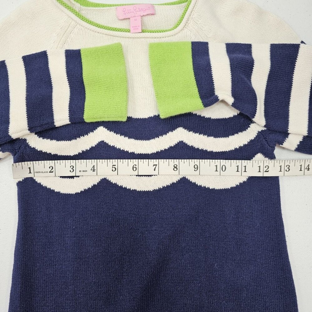 Lilly Pulitzer Girls Sweater Dress Youth 10 Navy Ivory Green Wedding Guest Party - Picture 6 of 9